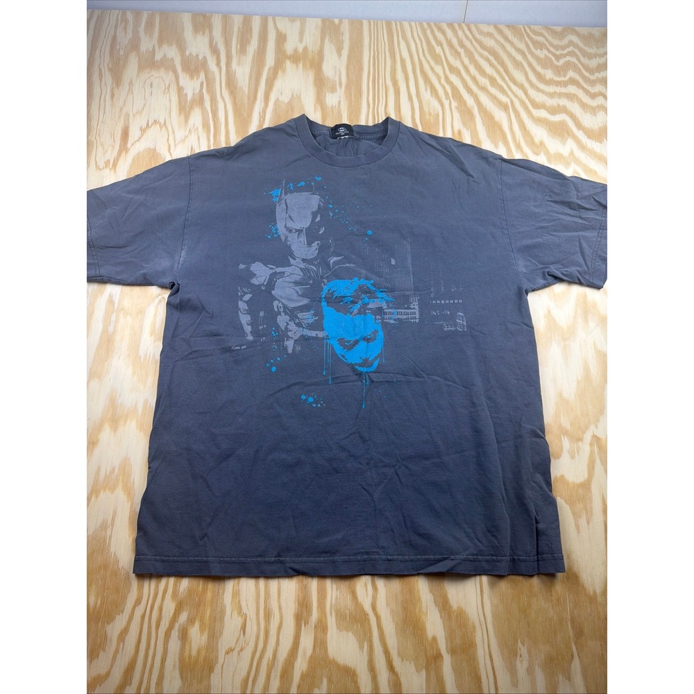 The Dark Knight Batman Joker Graphic‎ T-Shirt Mens XL Charcoal Grey Movie Promo